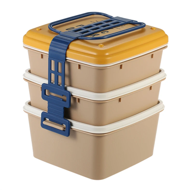 3 Layers Large Capacity Microwavable Lunch Box Plastic Lunchbox Adult Picnic Camping Bento Boxs Japanese China Dinnerware Set