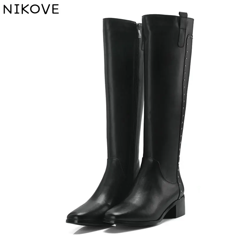 Cuadrado Alto Rodilla Elegante Nikove gris Alta Tacón 34 Balck Tamaño Moda Mujeres Zipper Botas negro De 2019 Invierno 40 Beige PqwAEqz