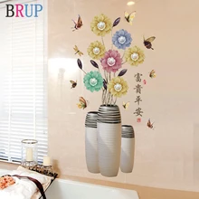 70*112 см ваза цветок наклейки на стену искусство бабочка цветы домашний декор для спальни Виниловые DIY наклейки на стены прекрасные комнаты украшения