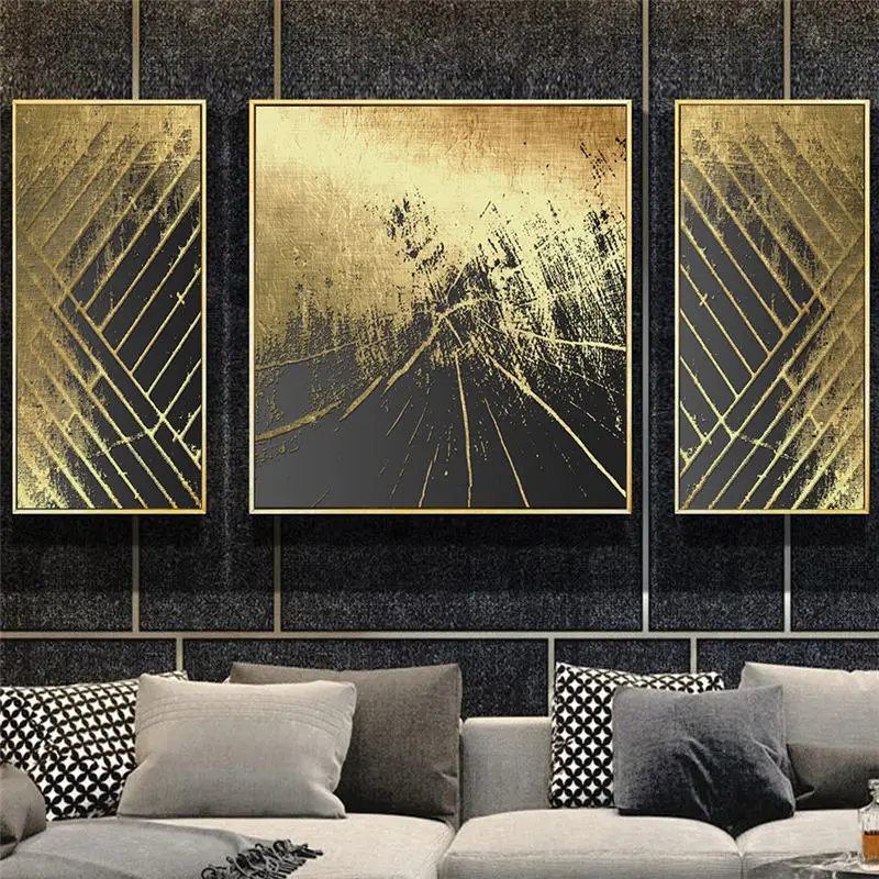

Home Decor Poster Classic Luxury Gold Black Abstract Print Home Wall Art Living Room Picture Retro Minimalist Canvas Painting