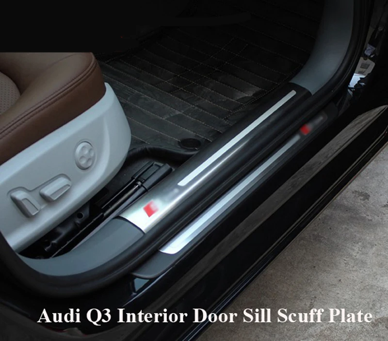 

4pcs/set of Stainless Steel Car Interior Door Sill Scuff Plate Pad Threshold Guards Sills For Audi Q3 2013-2018 Car Styling
