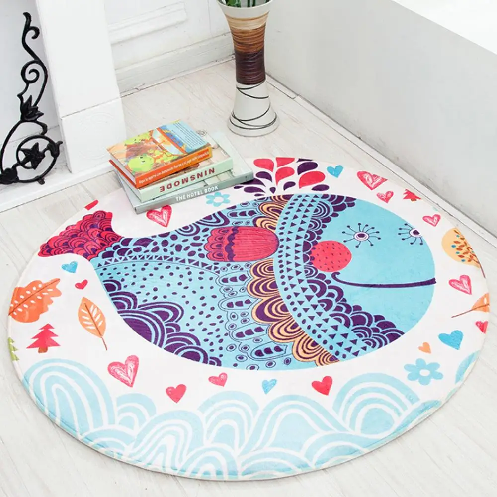 1 Piece 70cm / 90cm Round Cartoon Animal Baby Play Mat Newborns Soft Nap Mat Sleeping Bedding Playing Crawl Children Carpet Rugs