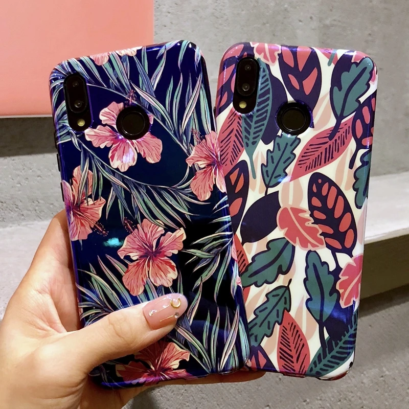 Чехол для Huawei P20 Lite чехол Nova 3E Роскошный с листом и цветком Blu-ray телефона чехлы
