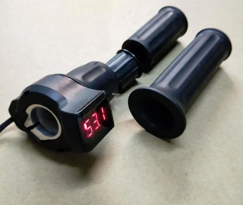 

24V 36V 48V Ebike Handbar Half Twist Throttle with LED Digital Voltage Display For Scooter