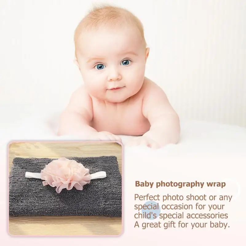 Новорожденные детские одеяла покрывало для фото + эластичная резинка для волос Плетеный шарф тканевый Пеленальный реквизит для фотосессии