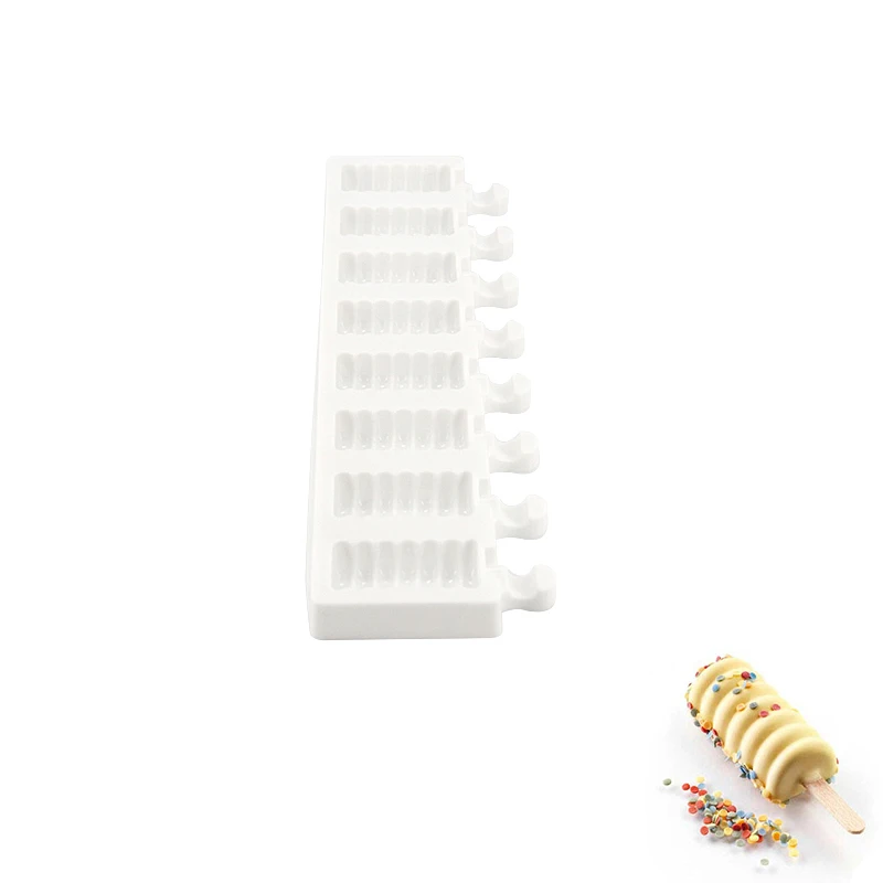 

Yiwumart 1Set 8 Cavity Silicone Ice Cream Mold Baking Tools For Cakes Chocolate Dessert With 40PCS Sticks Bakeware Accessories