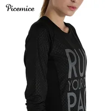 Picemice быстросохнущая Йога тренажерный зал Топ сжатия Для женщин спортивные рубашки, работающие короткий рукав футболки Фитнес Для Женщин Йога ночной забег Топы