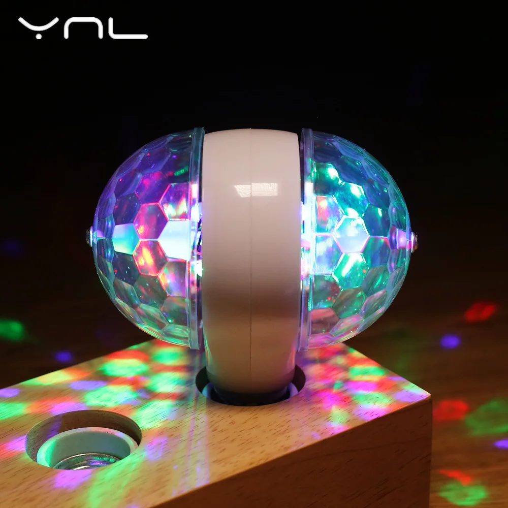 

LED Lamp Crystal Stage Light RGB 6W E27 Rotating Single/Double Balls Colorful Magic Ball Club DJ Disco Party KTV Home decor Bulb