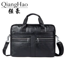 QiangHao деловой портфель кожаный мужской 14-1" ноутбук сумки большой емкости путешествия Мужская сумка через плечо