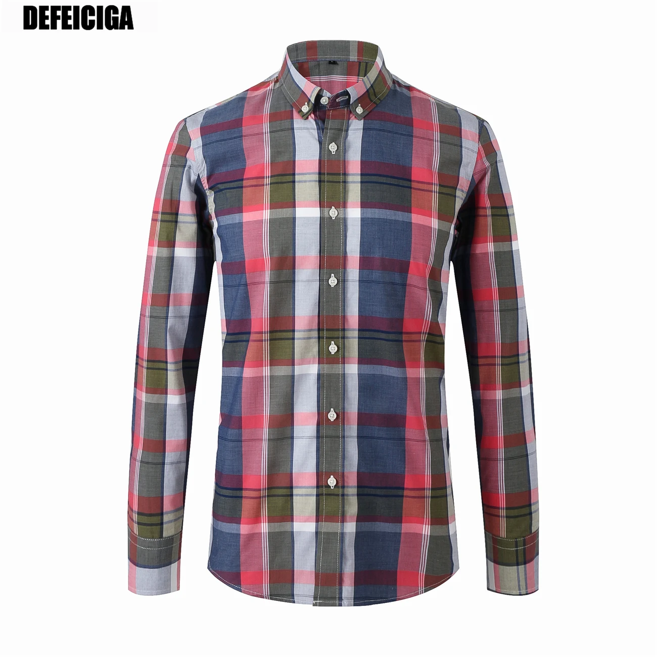 2019 DEFEICIGA Men Dress Shirt Shirt Long Sleeve Large Plaid Cotton Mens Dress Shirts Casual Button Shirt 031