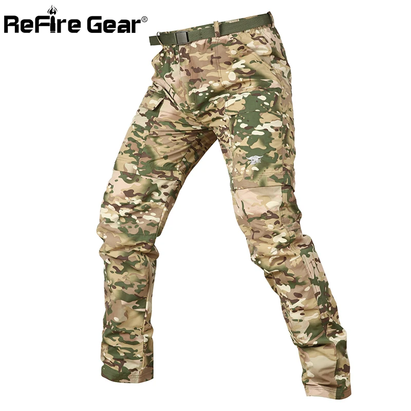 Refire gear камуфляжные армейские отстегивающиеся тактические брюки мужские летние быстросохнущие военные брюки до колен на молнии съемные брюки