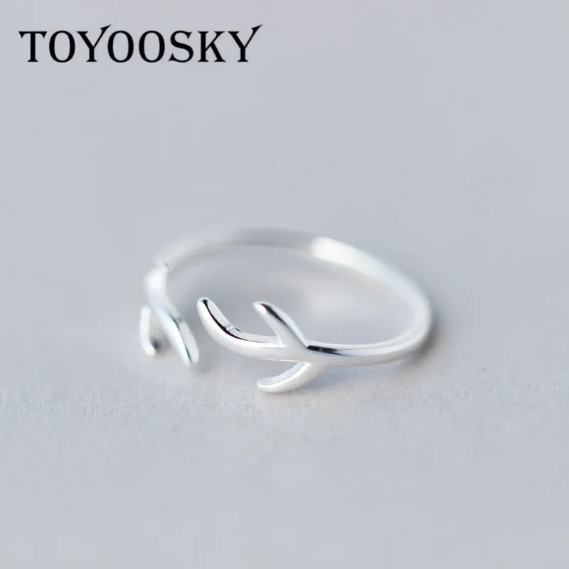 

Simple Luxury 925 Sterling Silver Rings For Women Refinement Smooth Christmas Antlers Wedding Ring Open Jewelry Bague Femme