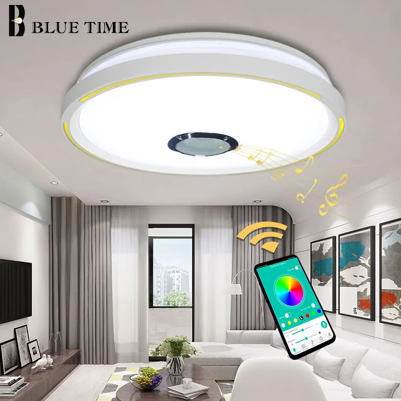  New Design Modern Home Musical LED Chandeliers For Kitchen Bedroom Living Room White Body Smartphon