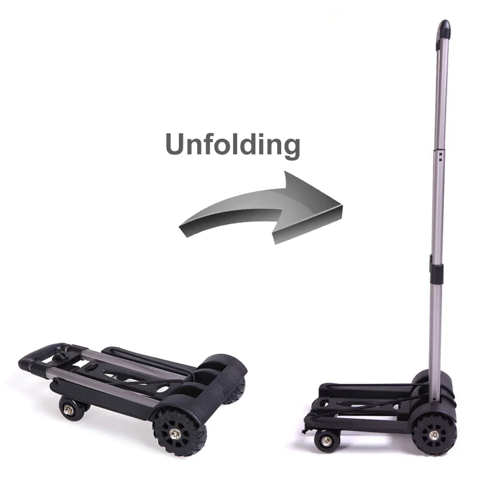  Aluminum Alloy Car Folding Luggage Cart Portable Travel Trailer Household Luggage Cart Shopping Tro