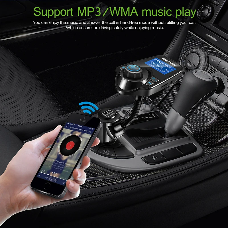 ONEVER fm-передатчик Беспроводной Bluetooth FM модулятор громкой связи car kit MP3 аудио плеер USB Автомобильное Зарядное устройство с ЖК-дисплей Дисплей