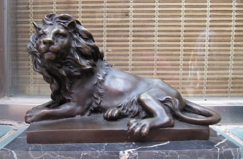 

8 Signed Bronze & Marble Statue Hui Feng Fu Foo Dog Evil Guardian Lion Sculpture
