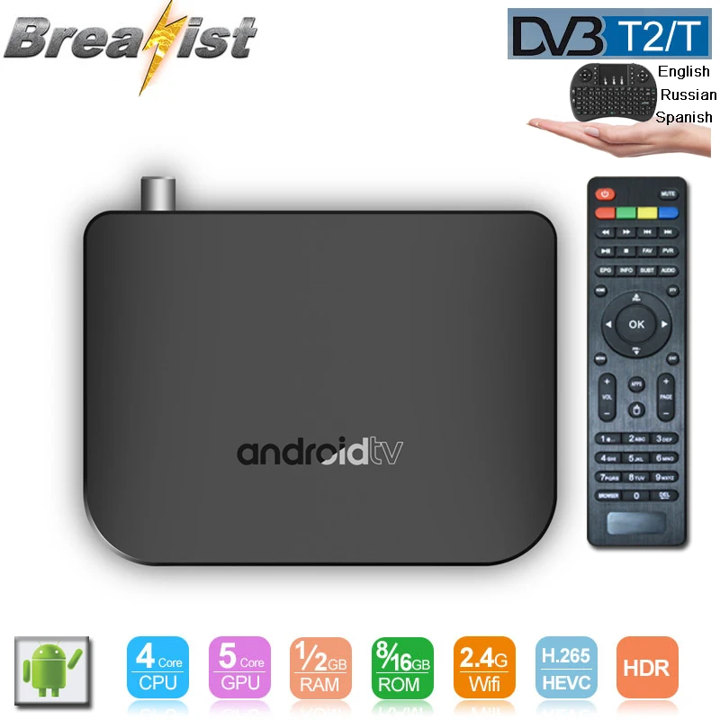 

Breakist Mecool M8S plus DVB android tv box + DVB T2/T Amlogic S905D 1gb 8gb 2.4G WIFI 1080p 4K 30fps Youtube Google Play store