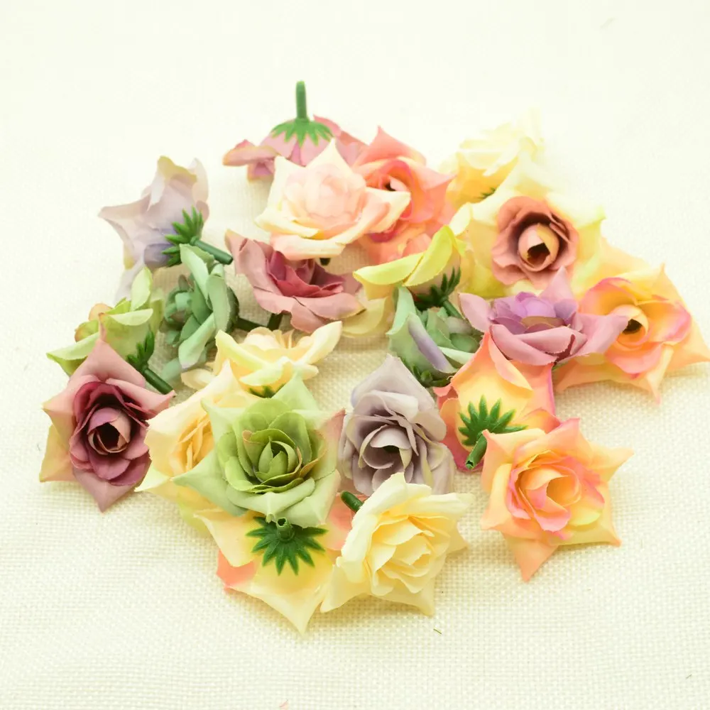 

30pcs 5cm Silk roses head Artificial flowers cheap for wedding sprinkling home decor accessories christmas diy gift fake plastic
