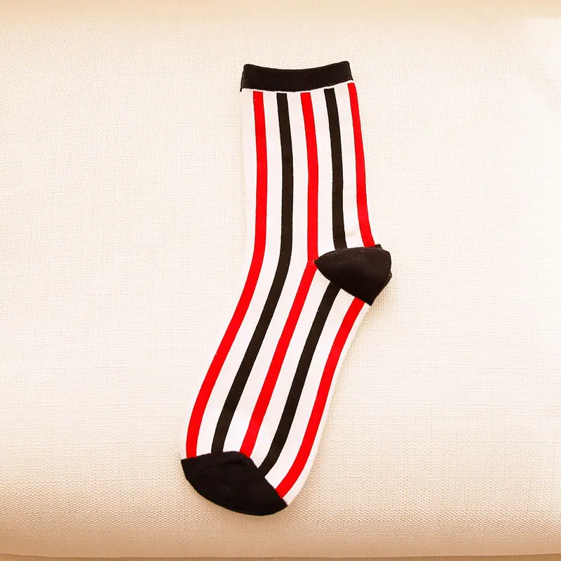 Японские полосатые винтажные женские носки в стиле Харадзюку, повседневные женские носки в полоску 5 цветов, хлопковые носки с забавным рисунком, Носки с рисунком