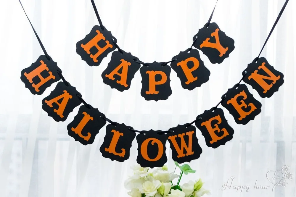 

Free Shipping 1 X HAPPY HALLOWEEN Banner Halloween Sign Garland Party Decoration