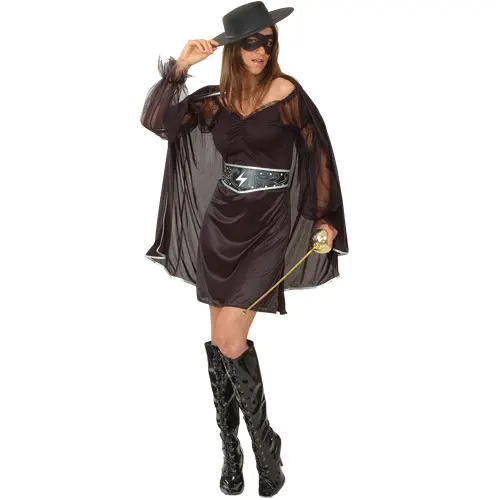 Free Shipping Women Zorro Cosplay With Cape and Blinder Woman Party