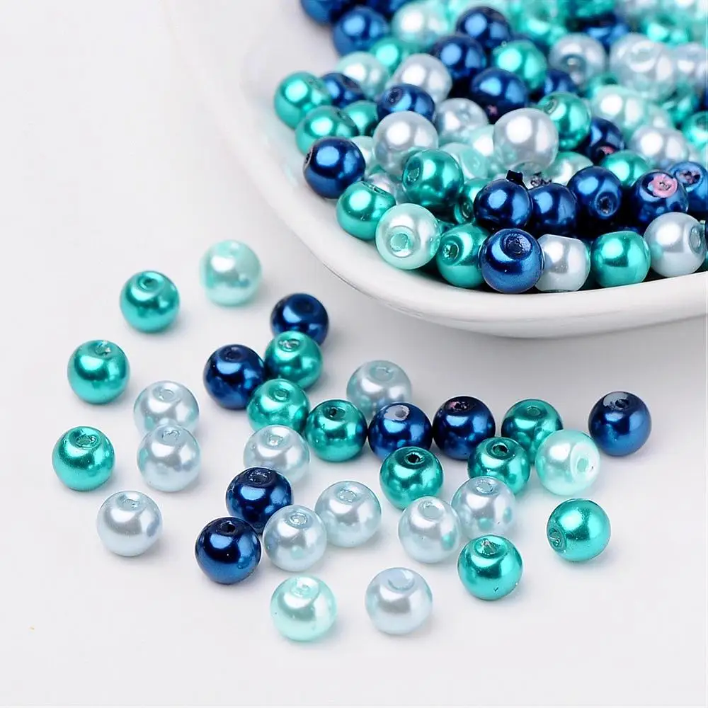 Carribean Blue Mix Pandahall 200 шт жемчужные бусины из перламутрового стекла для изготовления ювелирных изделий, браслетов и ожерелий смешанных цветов 6 мм отверстие: 1 мм - Цвет: Carribean Blue Mix
