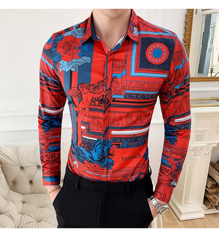 Качество полосатый Футболка с принтом Для мужчин с длинными рукавами Camisa Masculina Chemise Мужская, для общественных мест Для мужчин клуб нарядная рубашка Kemeja Pria 4XL