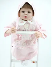 22″ Realistic Reborn Baby Alive Real Look Princess Silicone Girl Doll Knitted Lace Pearls Kits Interactive Toys Women Gift