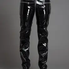 28-39 Горячая Весна Мужская Новая мода Личность вор яркая краска кожа пройти молнии pu кожаные брюки