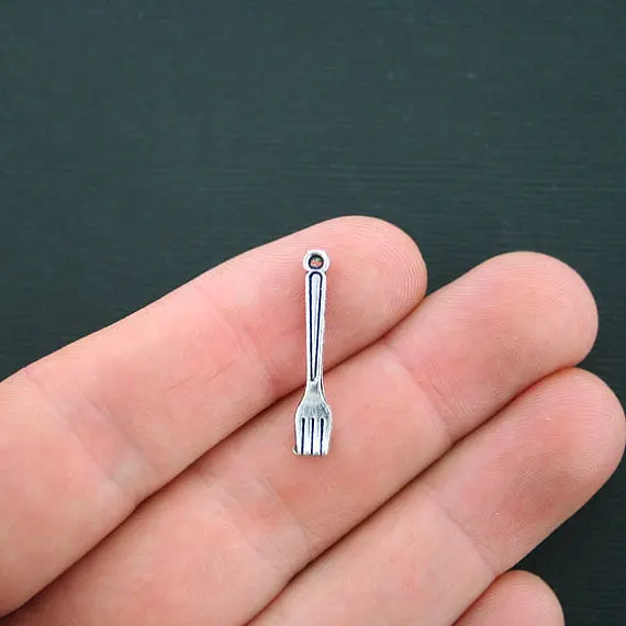 

10pcs/lot Fork Charms Antique Silver Tone 2 Sided for diy charms pendant necklace jewelry accessories find