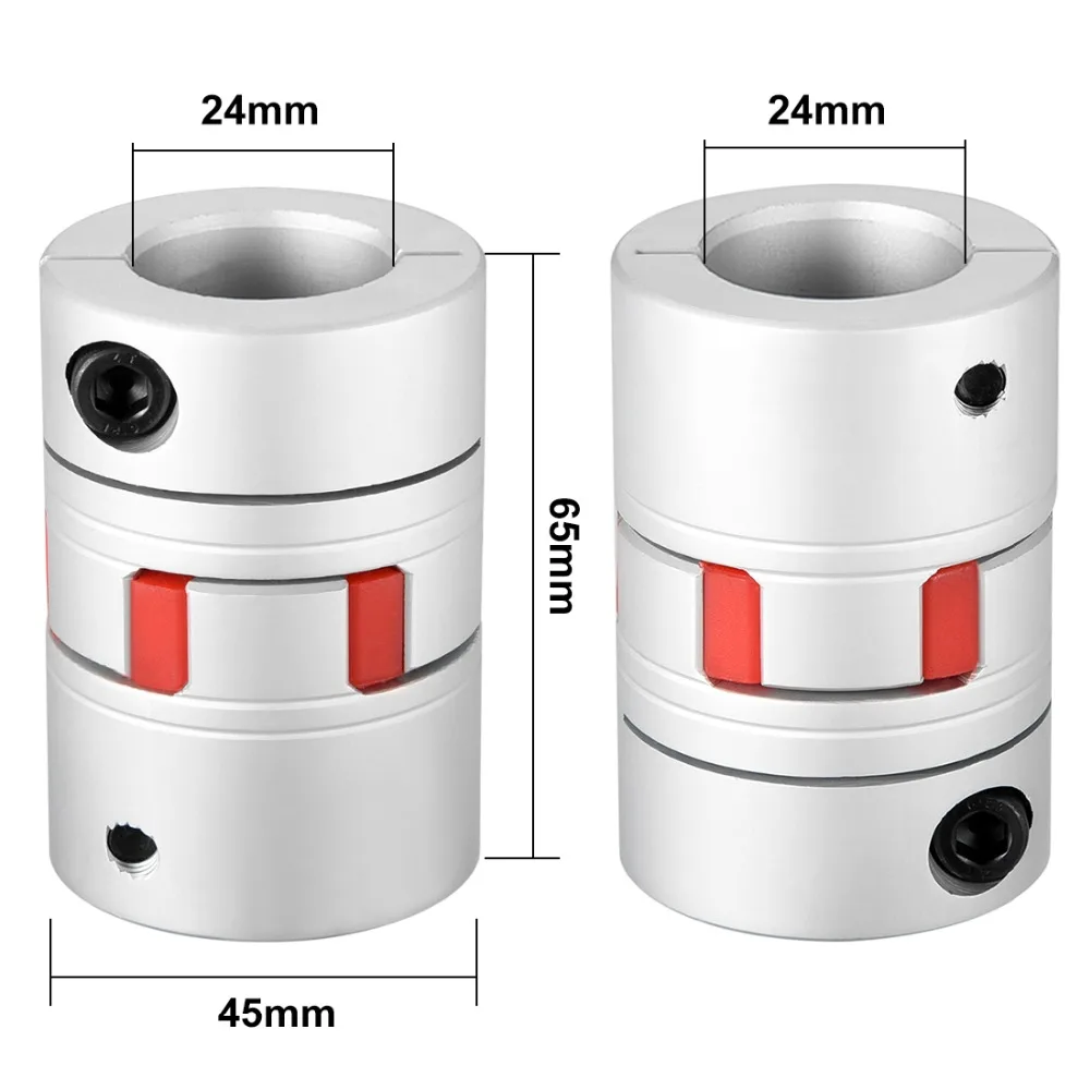 

Uxcell High Quality L65xD45 24mm to 24mm Shaft Coupling Bore Flexible Coupler Joint High Hardness for M6 Servo Stepped Motor