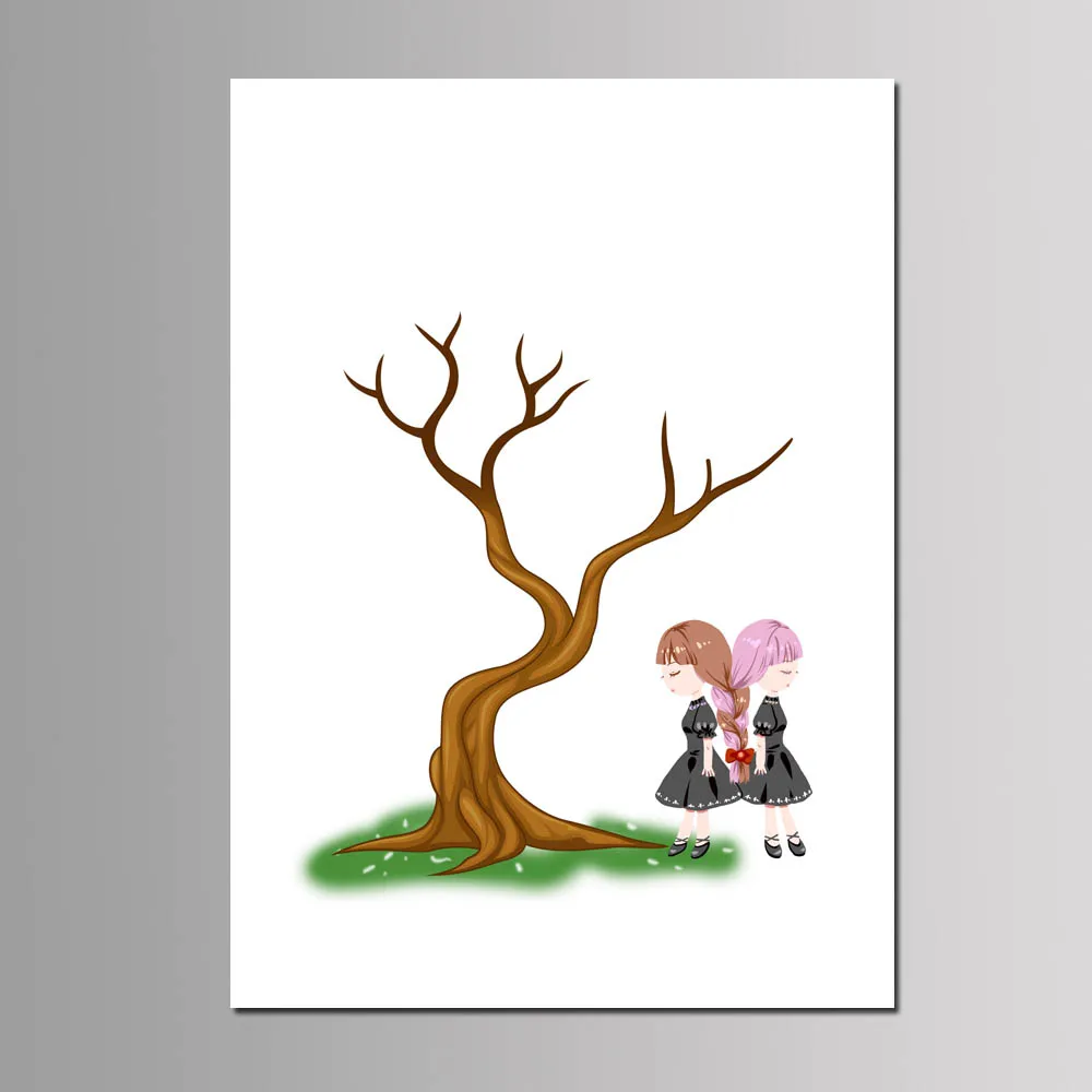 Это Твинс дерево с отпечатками пальцев гость книга для мальчиков и девочек Крещение дети события ребенок душ день рождения пользу DIY живопись 40*60 см - Цвет: TW-6
