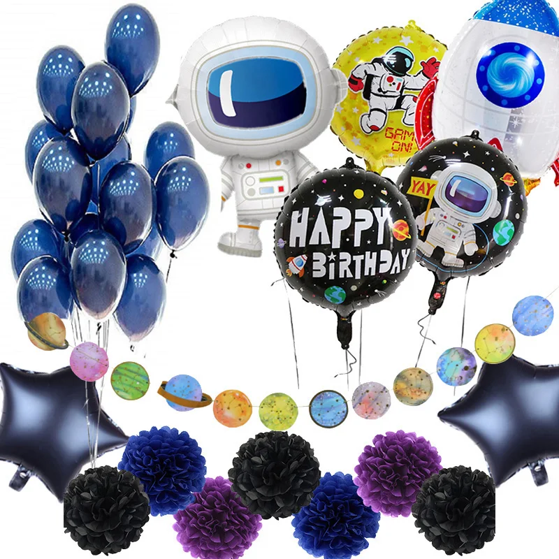 

Space Party Astronaut Rocket Ship Foil Balloon Birthday Party Decoration Kids Boy Solar System Theme Planets Party Balloon D