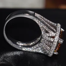 Top Sell 90% Promotion Luxury Jewelry 14KT White Gold Filled Cushion Shape 10CT Gold 5A CZ Zirconia Women Wedding Band Ring Box