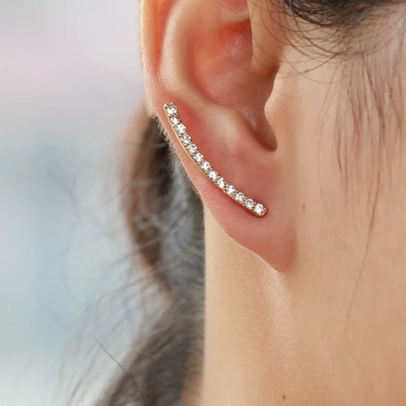 

2019 AAA Zirconia Sparks Factory Promotion Long Thread Ear Climber CZ Silver Women Long Earring