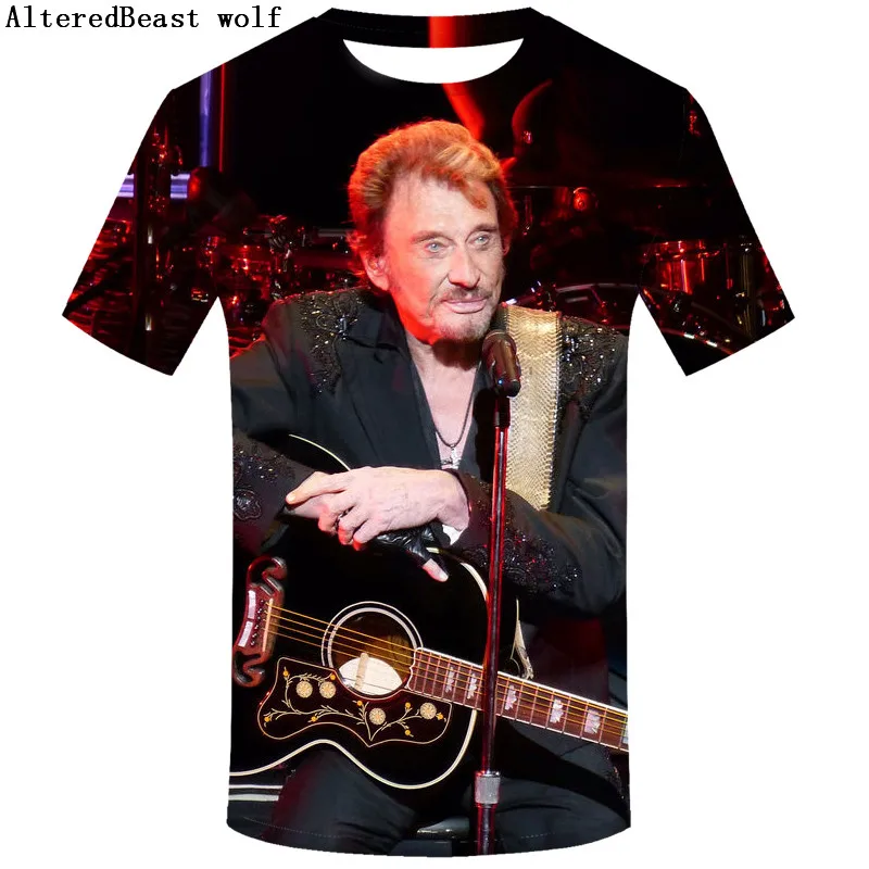 

Johnny Hallyday Rock Star 3d T-shirt Men Hip Hop Tshirt Mens Rock Fashion European Style Funny tee custom shirt homme