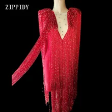 Длинная бахрома, дизайнерское платье, наряд со стразами, сексуальная одежда для танцевальной вечеринки, костюм с кисточками, одежда для сцены, клуба, одежда для певца, Одежда для танцев