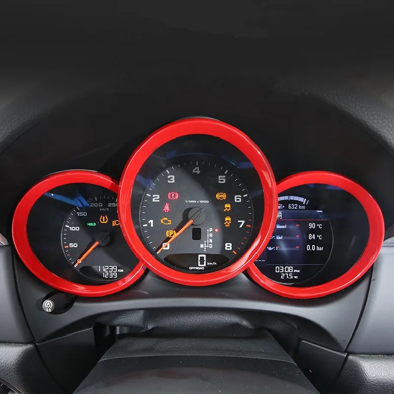 

3pcs ABS Car Meter Hood Ring Cover Sticker for Porsche Macan 2014 2015 2016 2017 Interior Styling Mouldings Trim