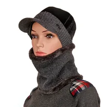 Новая Осенняя зимняя мужская женская вязаная шапка плюс бархатная Толстая шерстяная шапка О-образное кольцо плюшевые воротники наборы теплые шапочки наборы с шарфом