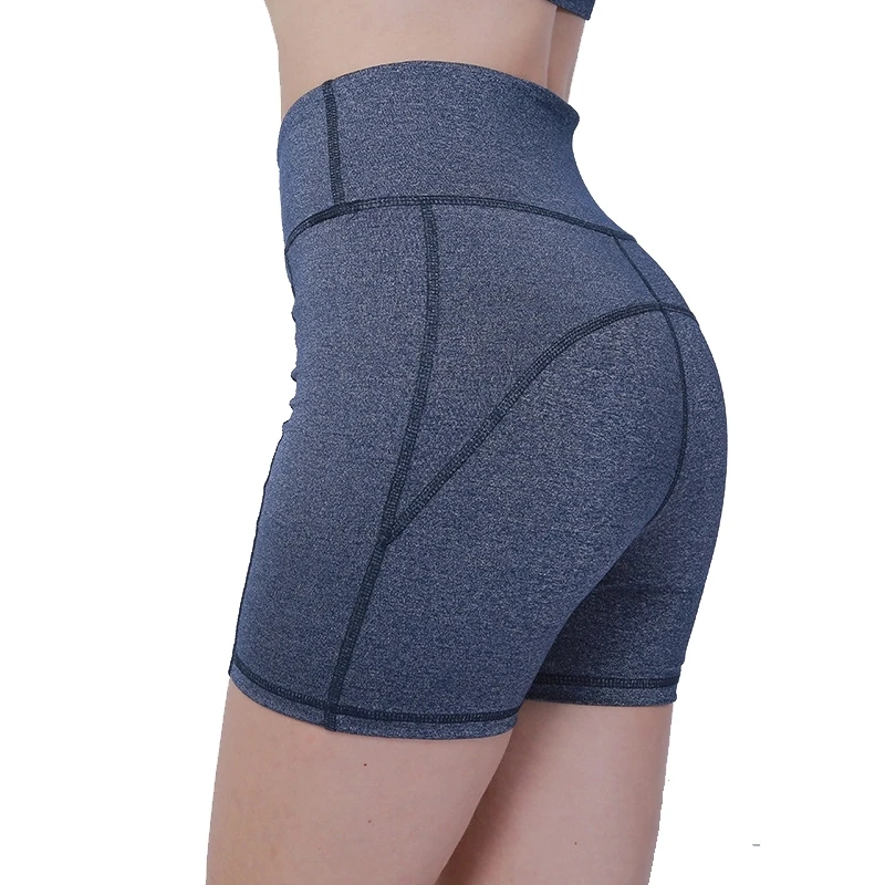 

Women's Solid High Waist Ultra Elastic Soft Compression Quick Dry Butt Lifting Training Shorts with Phone Pockets