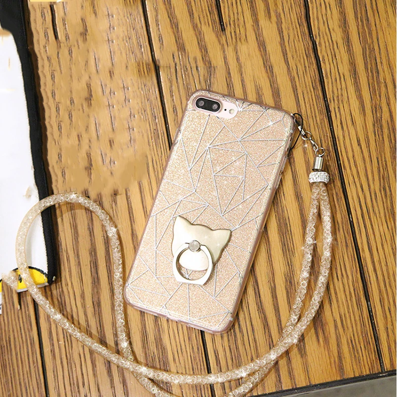 Pc + tpu بريق cellphone حامل ملحق ل فون 8 8 زائد 7 7 زائد 6 6 ثانية 6 زائد س الرقبة الشريط و البنصر الغلاف chaolida