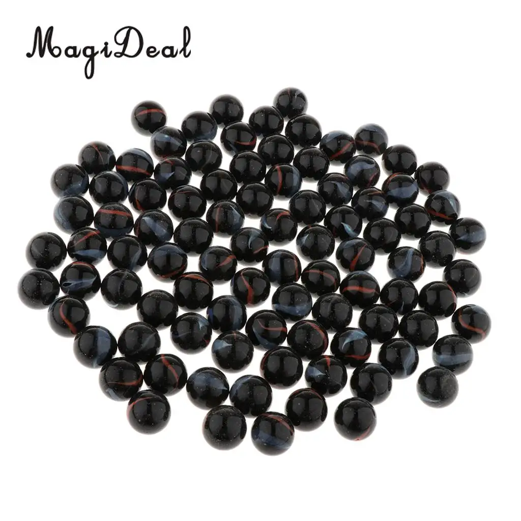 90PCS 16mm Colorful Glass Marbles, Kids Marble Run Game, Marble Solitaire Toy Accs Vase Filler & Fish Tank Home Decor - Black