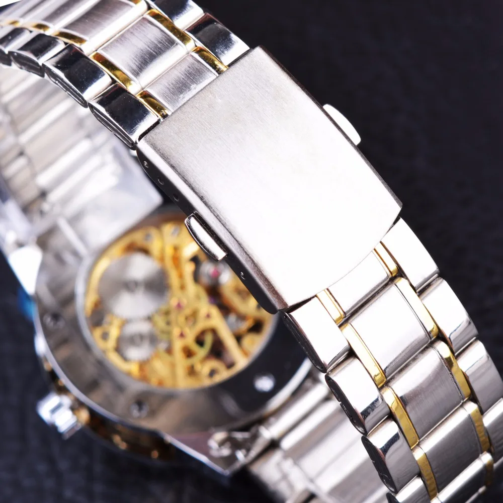 Winner Classic Design Transparent Case Golden Movement Inside Skeleton Wrist Watch Men Watches Top Brand Luxury Mechanical Watch