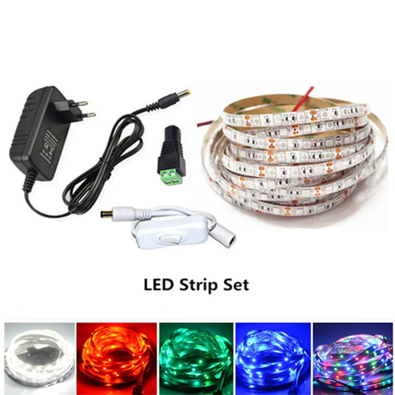 LED Strip Light 5M 300 Leds SMD 5050 Diode Tape 12V with 2A Power