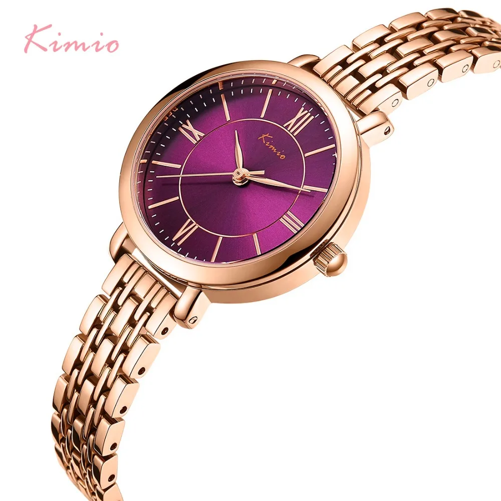 

KIMIO Brand Roman Numerals Dial Women Bracelet Watch Simple Rose Gold Color Ladies Quartz Wrist Watches Clock horloges vrouwen
