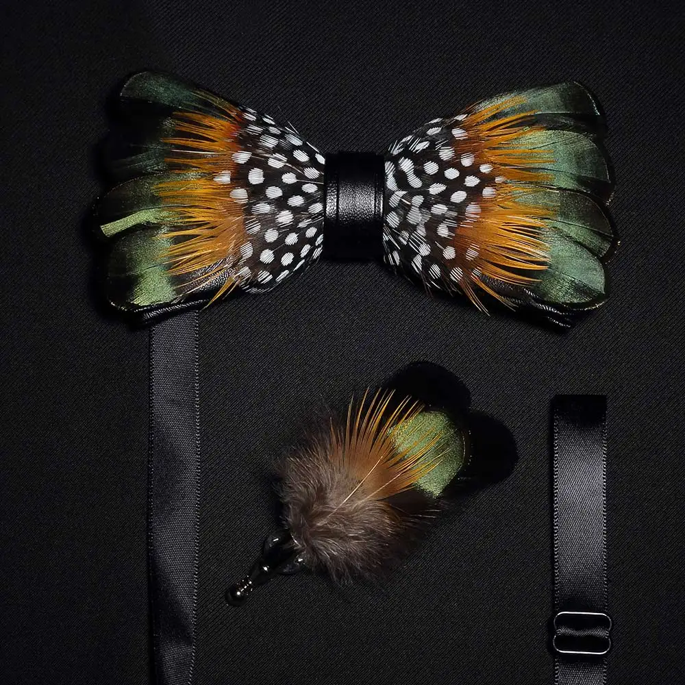 JEMYGINS оригинальная однотонная перьевая брошь для галстука-бабочки, набор для мужчин, свадебный подарок, модный кожаный галстук-бабочка ручной работы, s булавка, подарочная коробка - Цвет: Y508