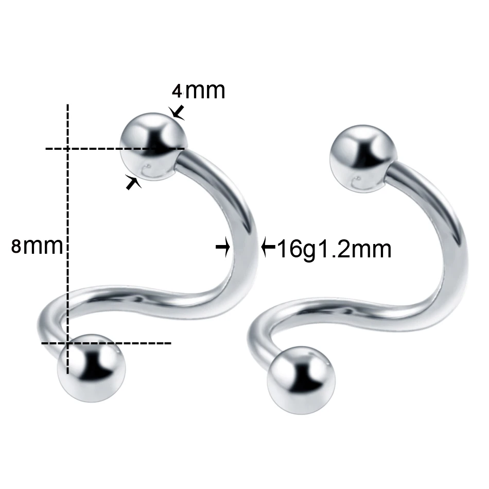 2 шт./лот, Пирсинг из нержавеющей стали, пирсинг, пирсинг в носу, пирсинг на спирали бровей, пирсинг, штанга, пирсинг, лингуа, ювелирные изделия для тела
