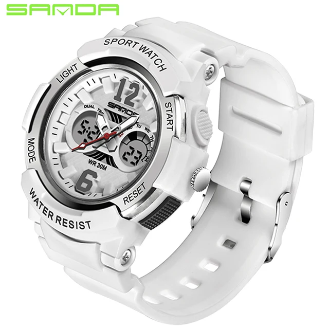 SANDA Топ белые женские спортивные часы женские водонепроницаемые женские желеобразные часы Rosegold для плавания reloj mujer relogio feminino - Цвет: White Silver