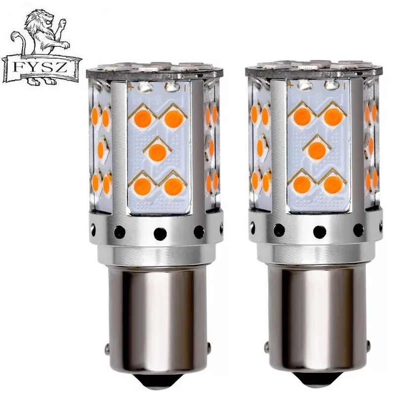 

FYSZ LED BA15S 1156 35smd samsung 3030 high power LED car light decoder turn signal yellow light 12-24V