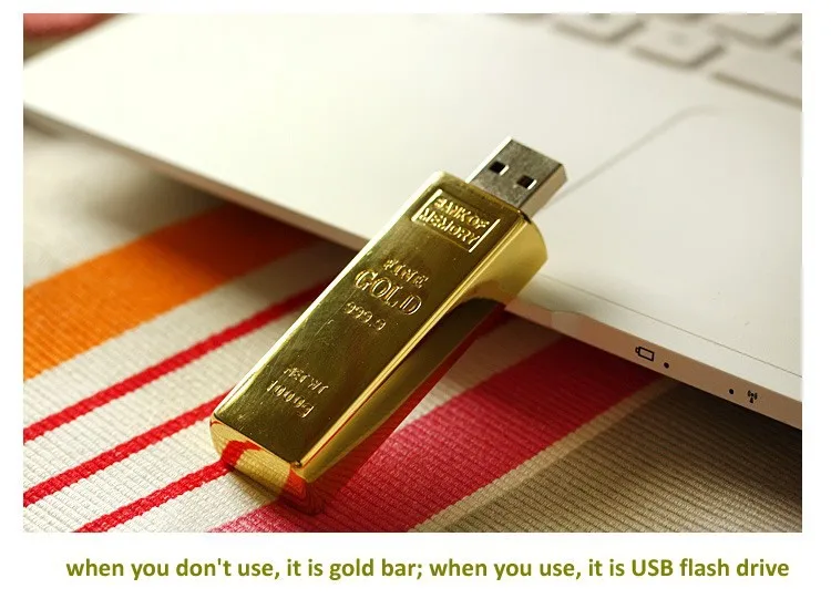 Металлический 16 Гб Золотой бар u диск USB 2,0 флэш-накопитель памяти чехол для автомобильного ключа